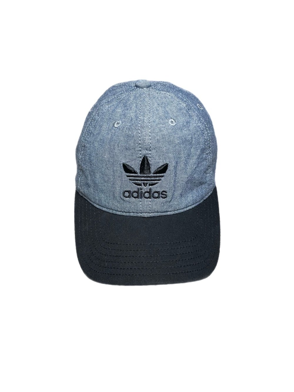 ADIDAS 100% Cotton Embroidered Chambray and Black Strapback Hat
